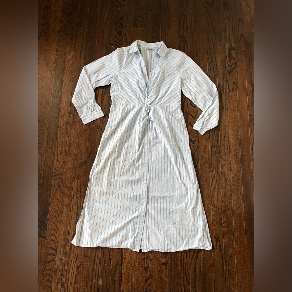 RAILS Women’s L Blue/White Stripe Irie V-Neck Midi Shirt Dress in Hampton Stripe - Picture 4 of 16